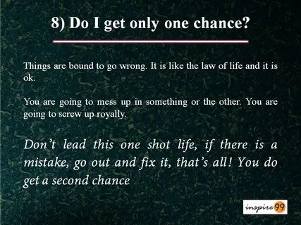 8 Practical Steps on How to deal with Failure 6 chances in life, facing failure in life, chance at something in life, only chance at life