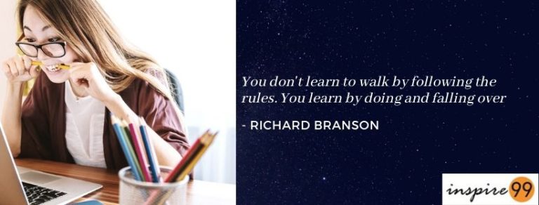 learning by doing, skill development, startup advice, startup lessons, startup experience, accelerators, online courses for skill improvement, startup resources, you don't learn to walk by following the rules, learn by doing and falling over, richard branson startup quote, startup quotes