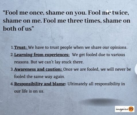 Fool me once shame on you, fool me twice 2 Meaning of the quote fool me once shame on you